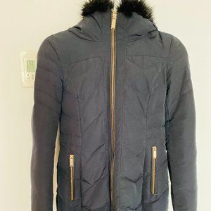 Zara Winter Puffer Coat with Faux Fur Hood